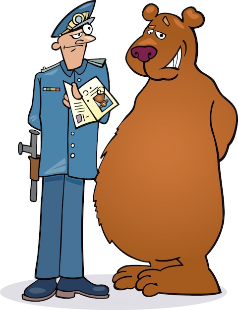 Vector bear and policeman