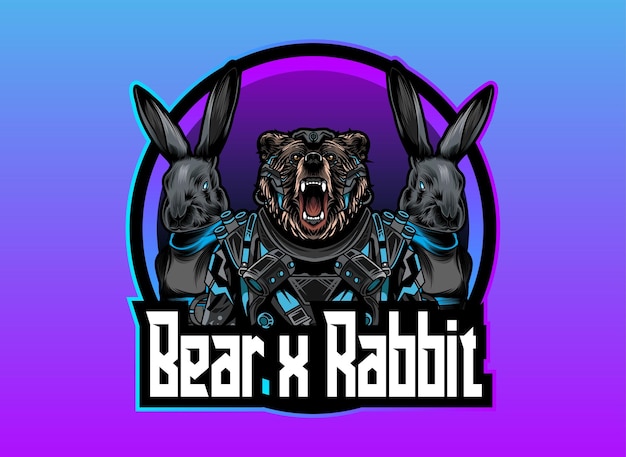 bear and rabbit cyborg illustration design