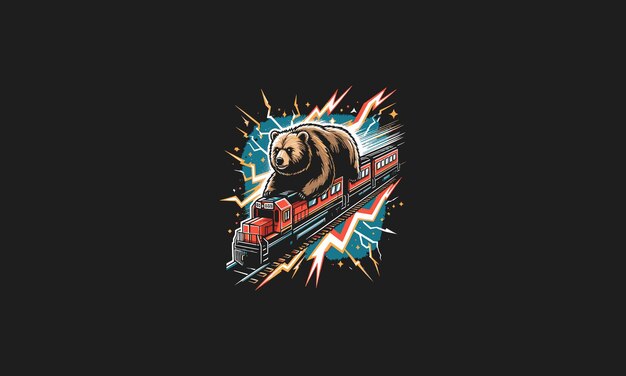 bear riding train vector illustratie kunstwerk ontwerp