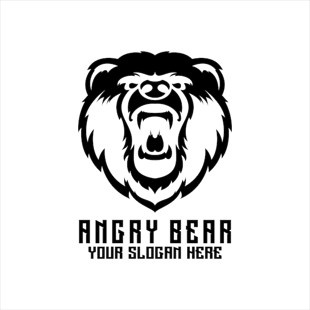 bear roaring logo angry face design