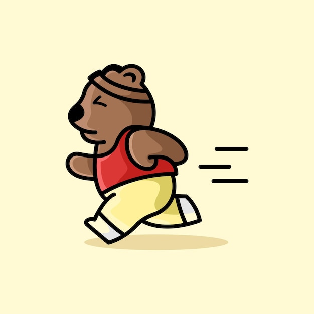 Bear running logo vector design