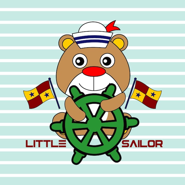 bear sailor cartoon vector illustration