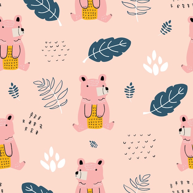 Bear seamless pattern concept