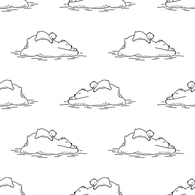 Bear seamless pattern polar sleeping cartoon