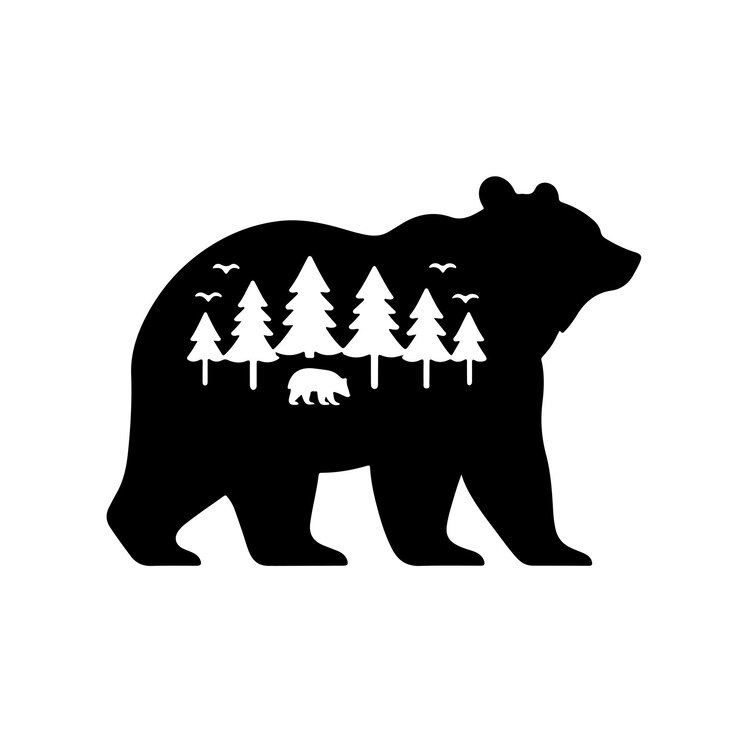 Vector bear silhouette isolated on the white background vector illustration