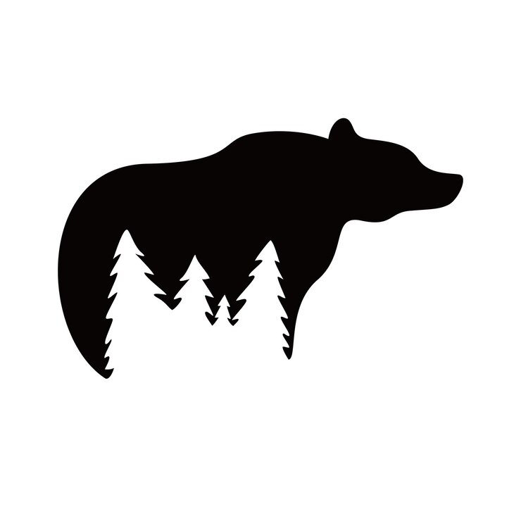 Vector bear silhouette logo design wild animal sign and symbol