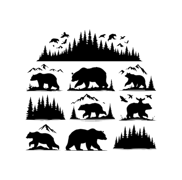 bear silhouette vector isolated on the white background