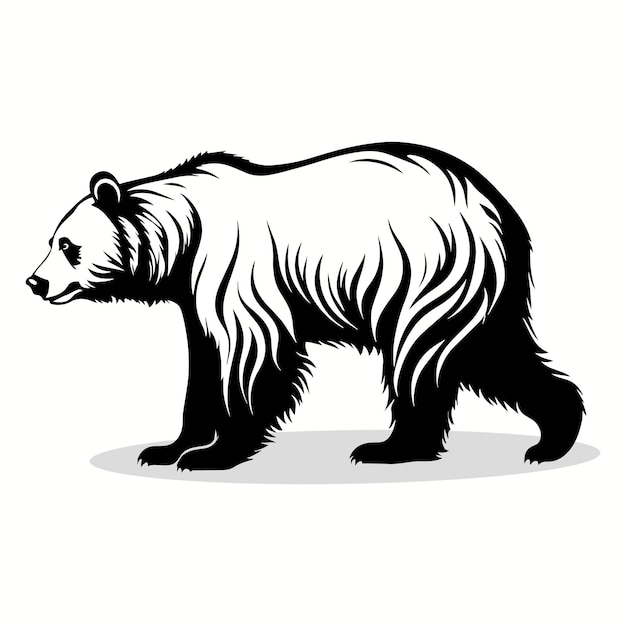 Силуэты медведей и иконы черный плоский цвет белый фон животный вектор и иллюстрация