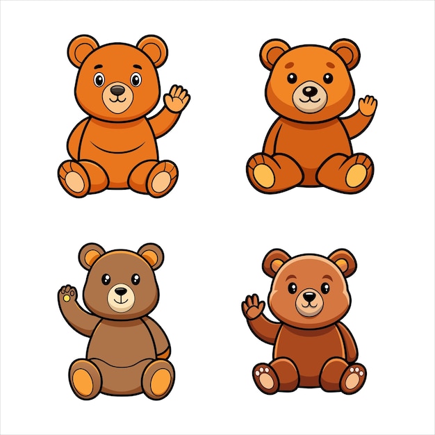 座って手を振るクマの漫画