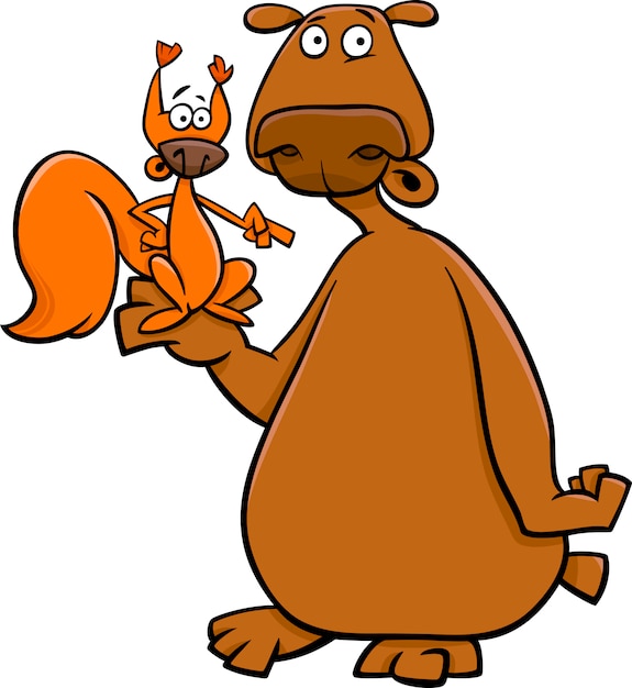 Illustrazione del fumetto di orso e scoiattolo