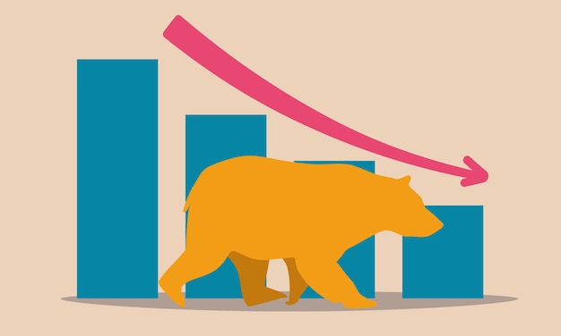 Медвежий фондовый рынок и индекс продажи форекс График тренда вниз и рецессия экономического риска