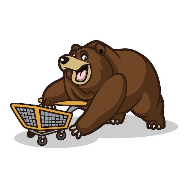 Vector bear on supermarket