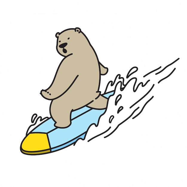 bear surf cartoon