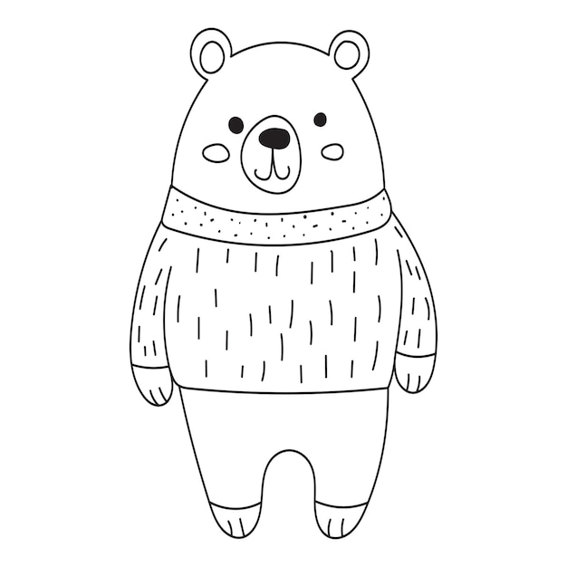 Vector bear in a sweater sketch doodle isolated vector