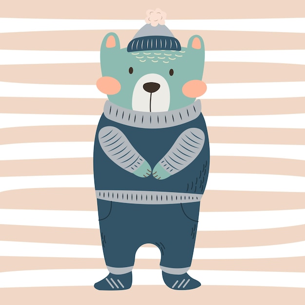 Vector bear teddy in scandinavian style isolated vector