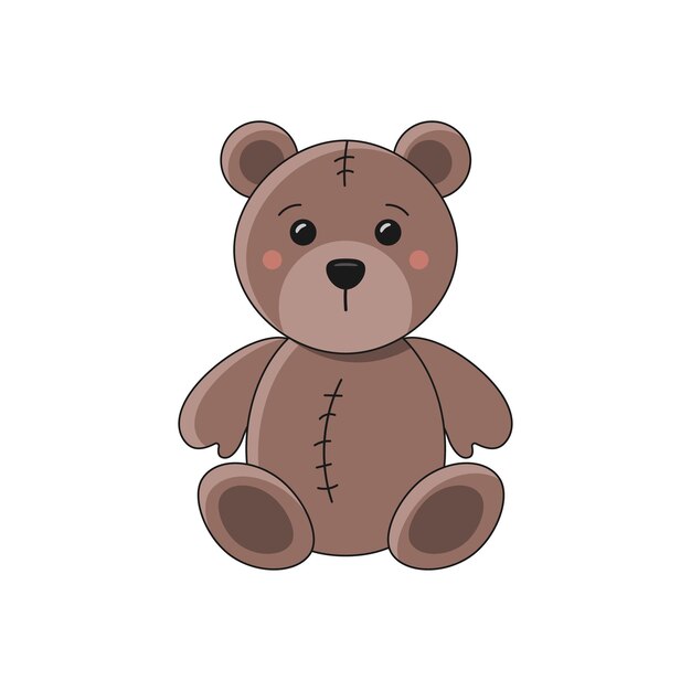 白い背景に孤立したクマの玩具 ベクトルイラスト