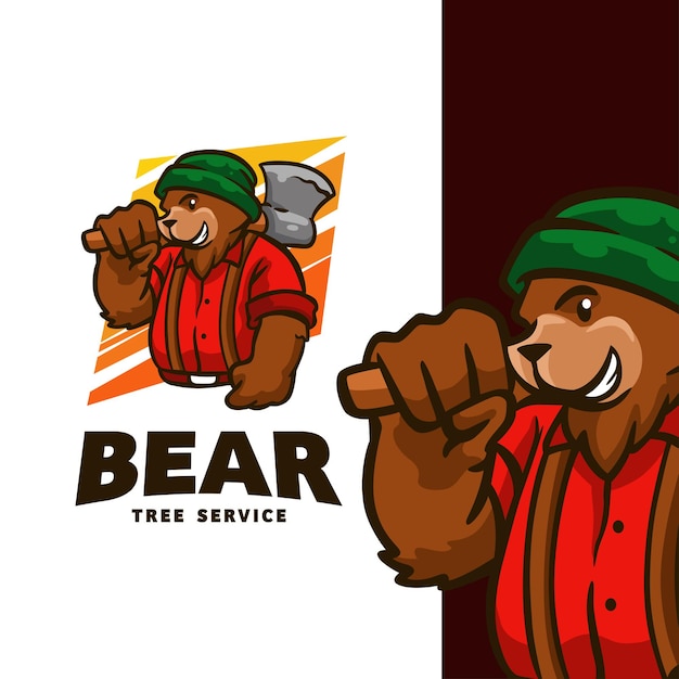 Vector bear tree service-logo