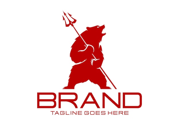 Bear and Trident  logo template