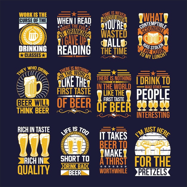 Vector bear typography vintage t shirt design set