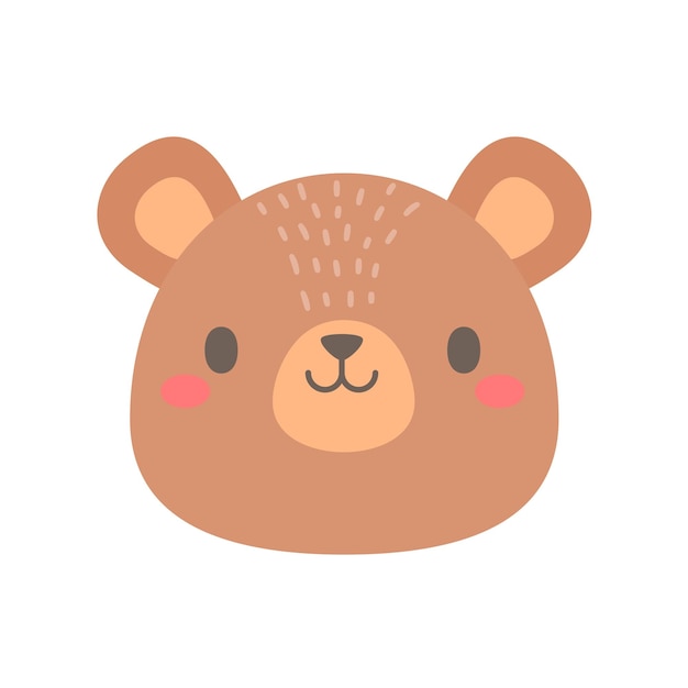 Bear vector Cute animal face design for kids