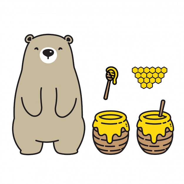 Bear vector polar bear honey bee pictogram logo cartoon