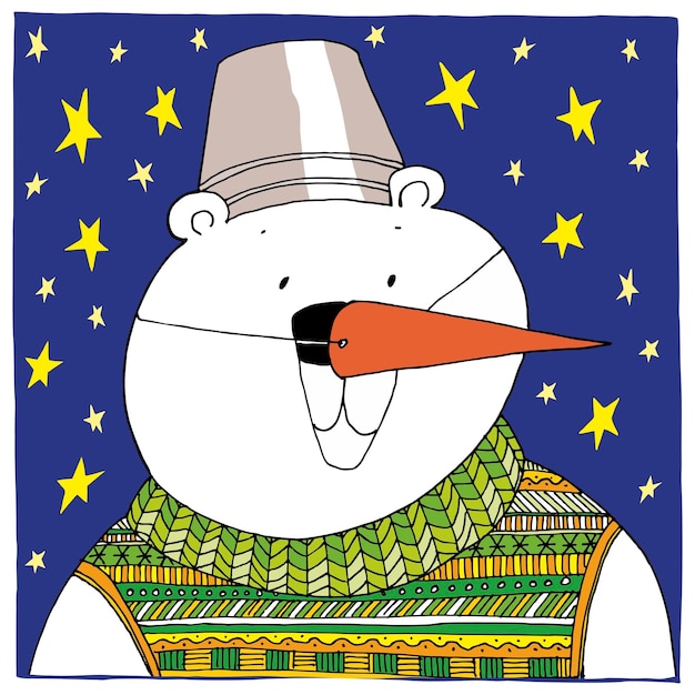 bear in a warm sweater vector card