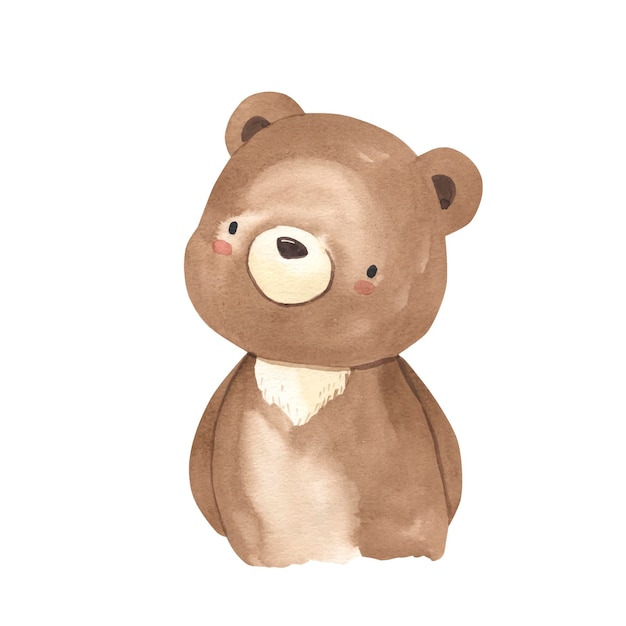 Bear watercolor illustration for kids