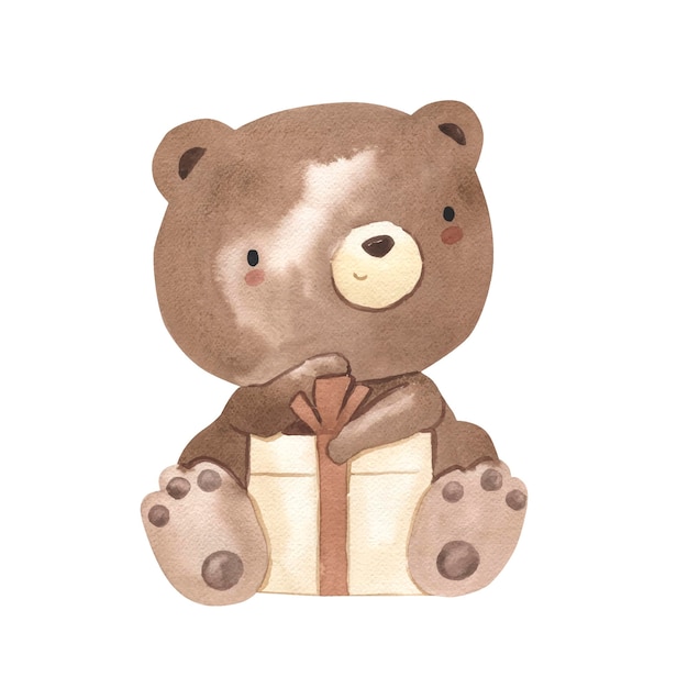 Bear watercolor illustration for kids