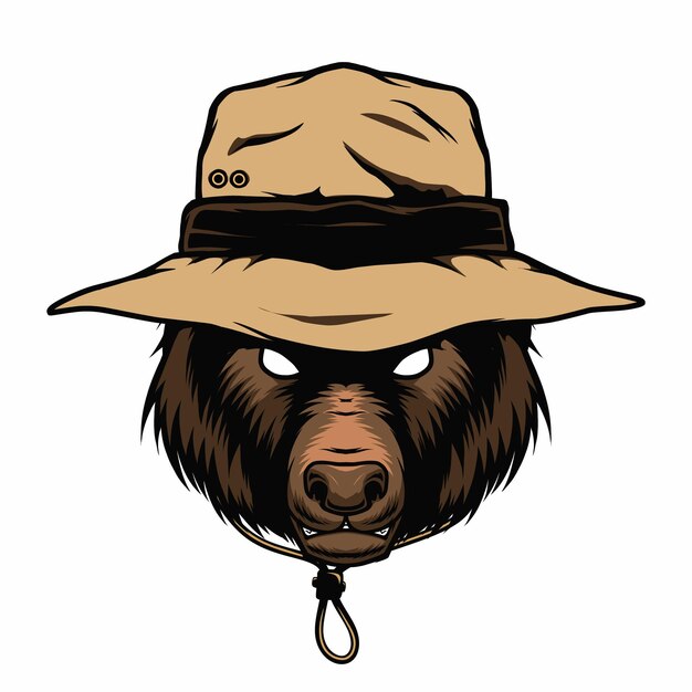 Bear wearing bucket hat vector mascot