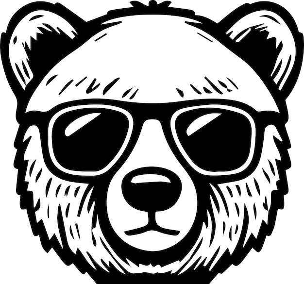 Bear Wearing Glasses Logo Monochrome Design Style