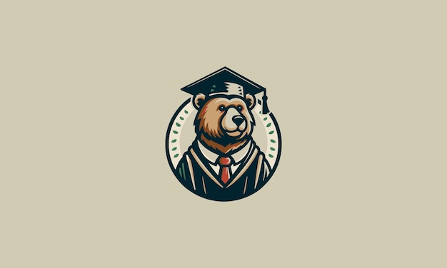 Design del logo vettoriale dell'orso che indossa l'uniforme