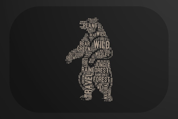 Vector bear wild life shape cloud design for tshirt and other print items