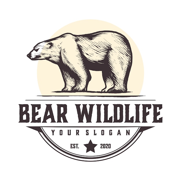 Vector bear wildlife vintage logo