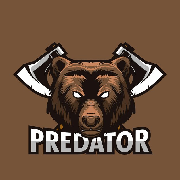 Vector a bear with a big head and the word predator on it