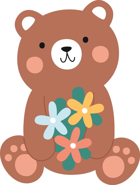 Bear With Flower Bouquet