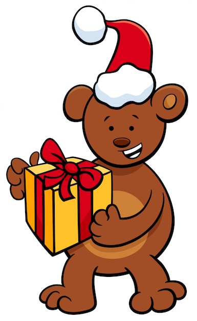 Vector bear with gift on christmas time