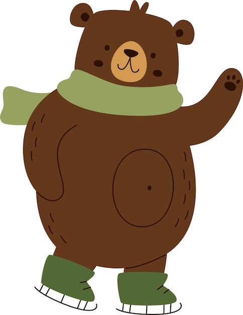 Vector bear with ice skates