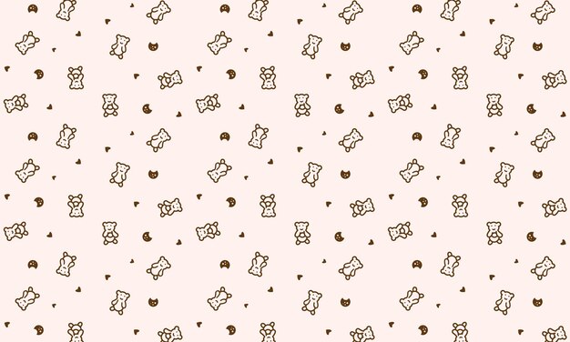 bear with love and biscuits pattern vector illustration