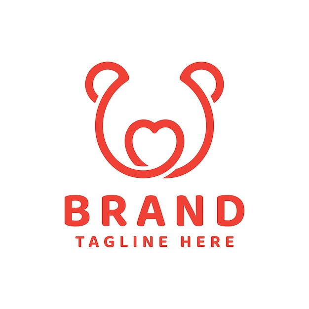 Bear with love logo design