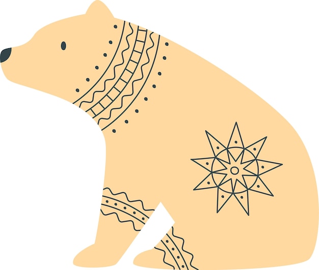 Vector bear with scandinavian pattern