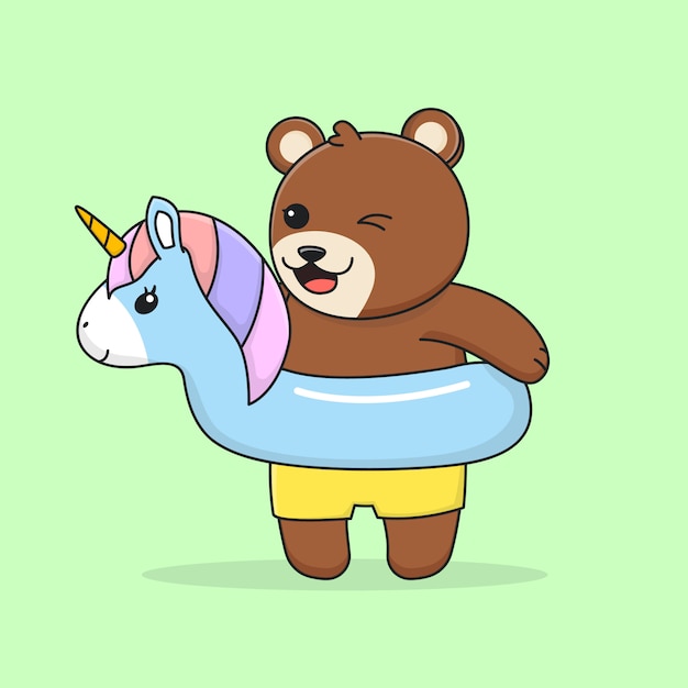 Bear with swim ring unicorn