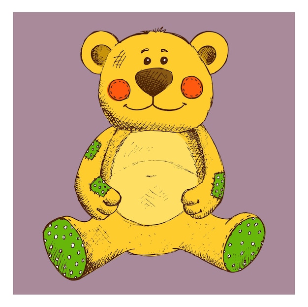 Vector a bear with a yellow face and green spots on its paws