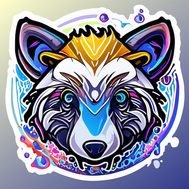 Vector bear wolf paint splash art mascot logo hand drawn flat stylish cartoon sticker icon concept isolated