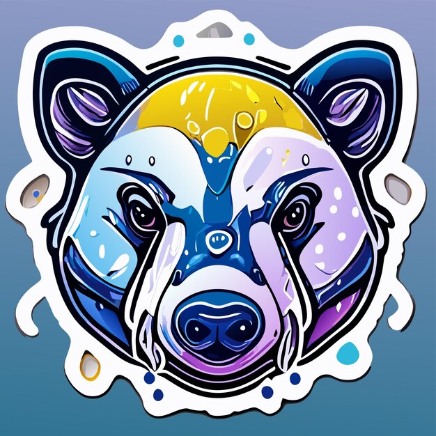 Vector bear wolf paint splash art mascot logo hand drawn flat stylish cartoon sticker icon concept isolated