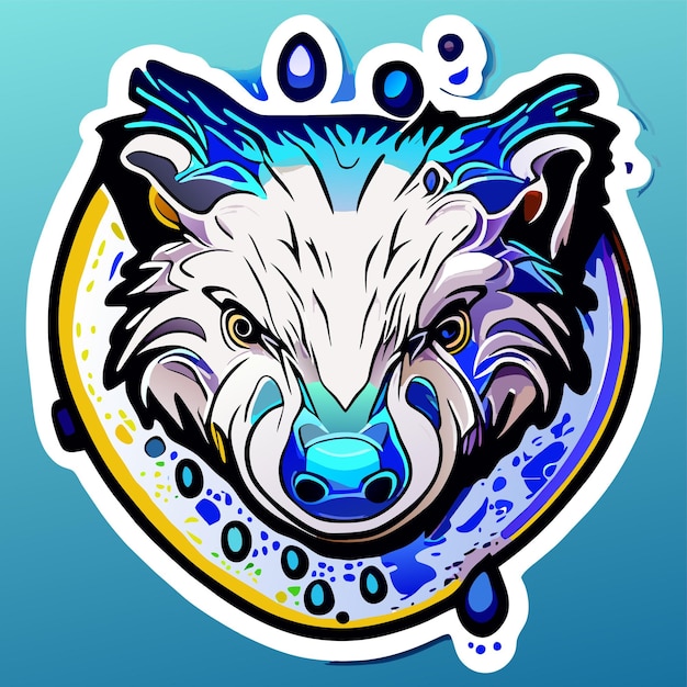 Bear wolf paint splash art mascot logo hand drawn flat stylish cartoon sticker icon concept isolated