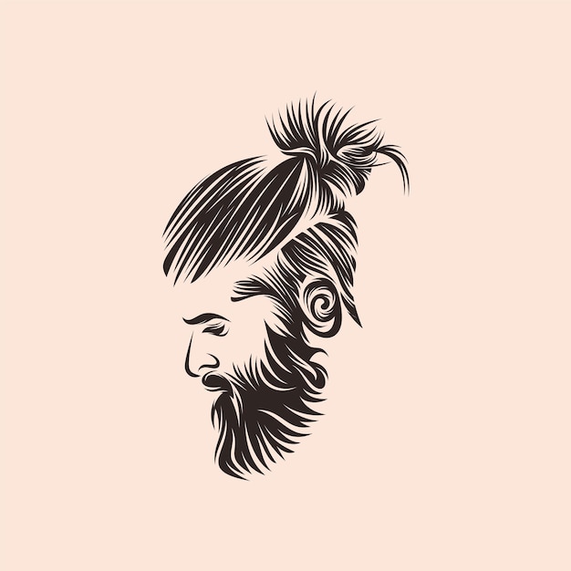 Vector beard barber logo designs vector