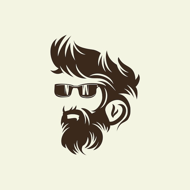 Vector beard barber vector logo illustration