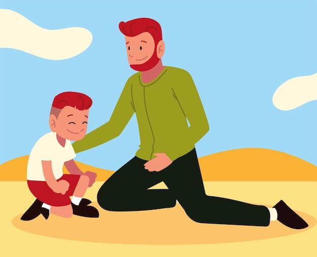 Beard dad son characters cartoon