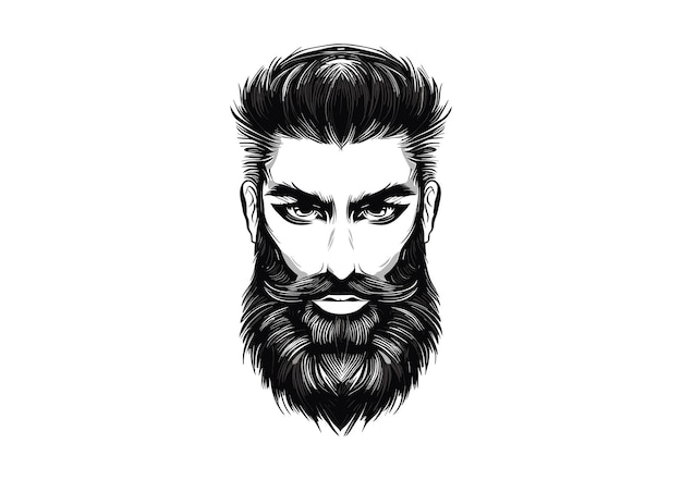 Beard fusion chronicles artistic vector logos