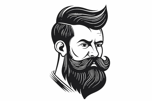 beard man black logo design free vector illustration